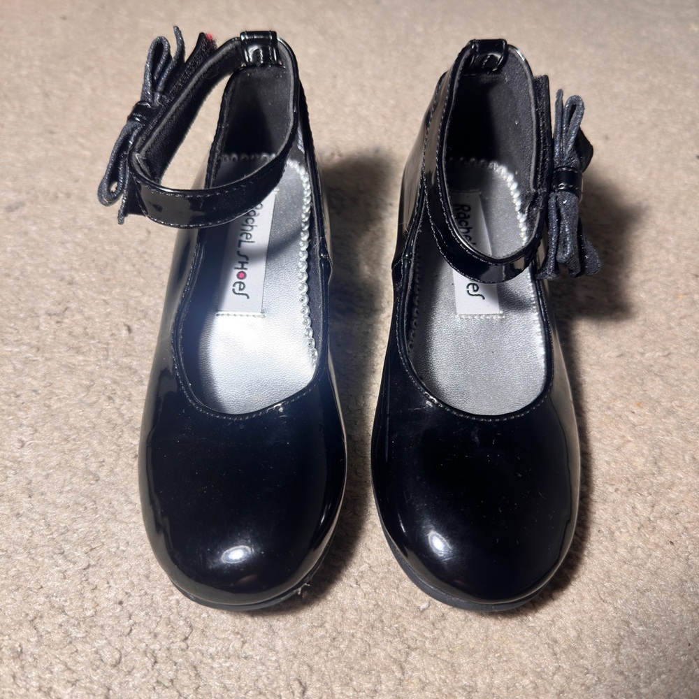 Rachel shoes Lil janet dress shoes black with glittery bow on ankle strap Sz 12 - Picture 2 of 8